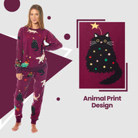 Women's Cats & Dogs Soft Fleece Pyjama Set Long Sleeve Animal Print Warm PJs Loungewear Sleepwear for Ladies by Daisy Dreamer Pyjamas