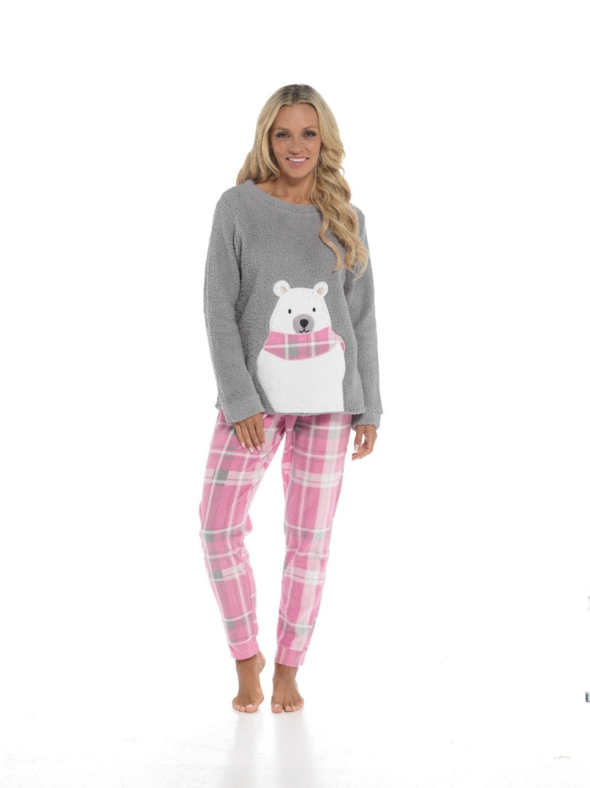 Ladies Ultra-Soft Polar Bear Print Fleece Pyjama Set with Elasticated Bottoms Warm Cosy Loungewear for Women Multiple Sizes Available by Daisy Dreamer Pyjamas