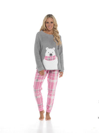 Ladies Ultra-Soft Polar Bear Print Fleece Pyjama Set with Elasticated Bottoms Warm Cosy Loungewear for Women Multiple Sizes Available by Daisy Dreamer Pyjamas