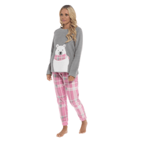 Ladies Ultra-Soft Polar Bear Print Fleece Pyjama Set with Elasticated Bottoms Warm Cosy Loungewear for Women Multiple Sizes Available by Daisy Dreamer Pyjamas