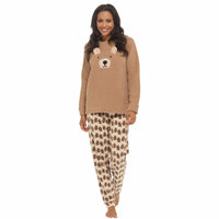 Women's Teddy Bear Warm Soft Fleece Pyjama Set Cozy Loungewear PJs by Daisy Dreamer SMALL / TEDDY BEAR Pyjamas