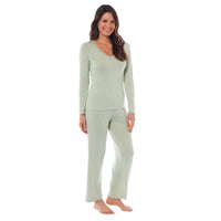 Ladies Long Sleeve Pyjama Set Ultra Soft Viscose Spandex Black Green Cozy Stretch Fit Nightwear UK Sizes 8-22 by Daisy Dreamer SMALL | UK 8-10 / SAGE GREEN Pyjamas