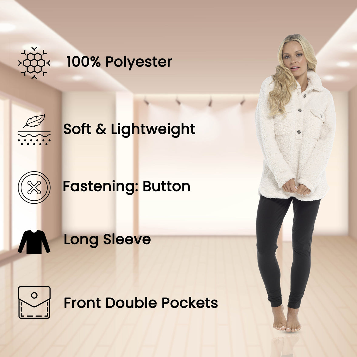 Women's Luxuriously Soft Sherpa Top and Leggings Lounge Set with Double Pockets Long Sleeve Lightweight Pajamas Ideal for Chilly Days by Daisy Dreamer Pyjamas