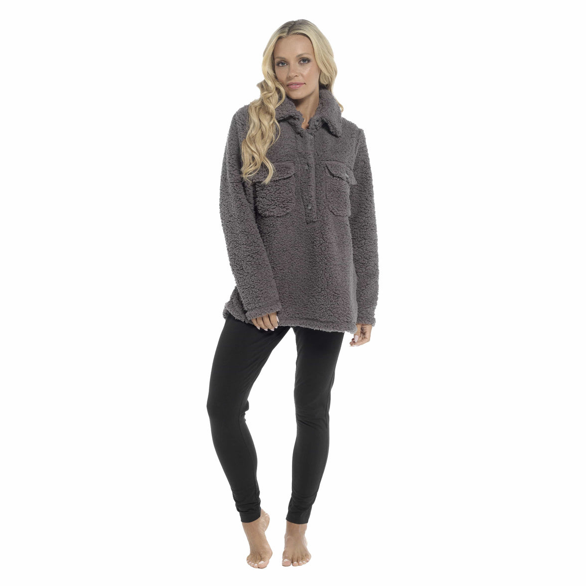 Women's Luxuriously Soft Sherpa Top and Leggings Lounge Set with Double Pockets Long Sleeve Lightweight Pajamas Ideal for Chilly Days by Daisy Dreamer Pyjamas