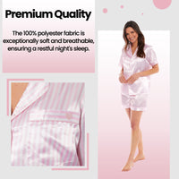 Women's Satin Silk Pyjama Set Satin PJs Short Loungewear Nightwear for Women in Black Pink Grey Sizes UK 8-22 by Daisy Dreamer Pyjamas
