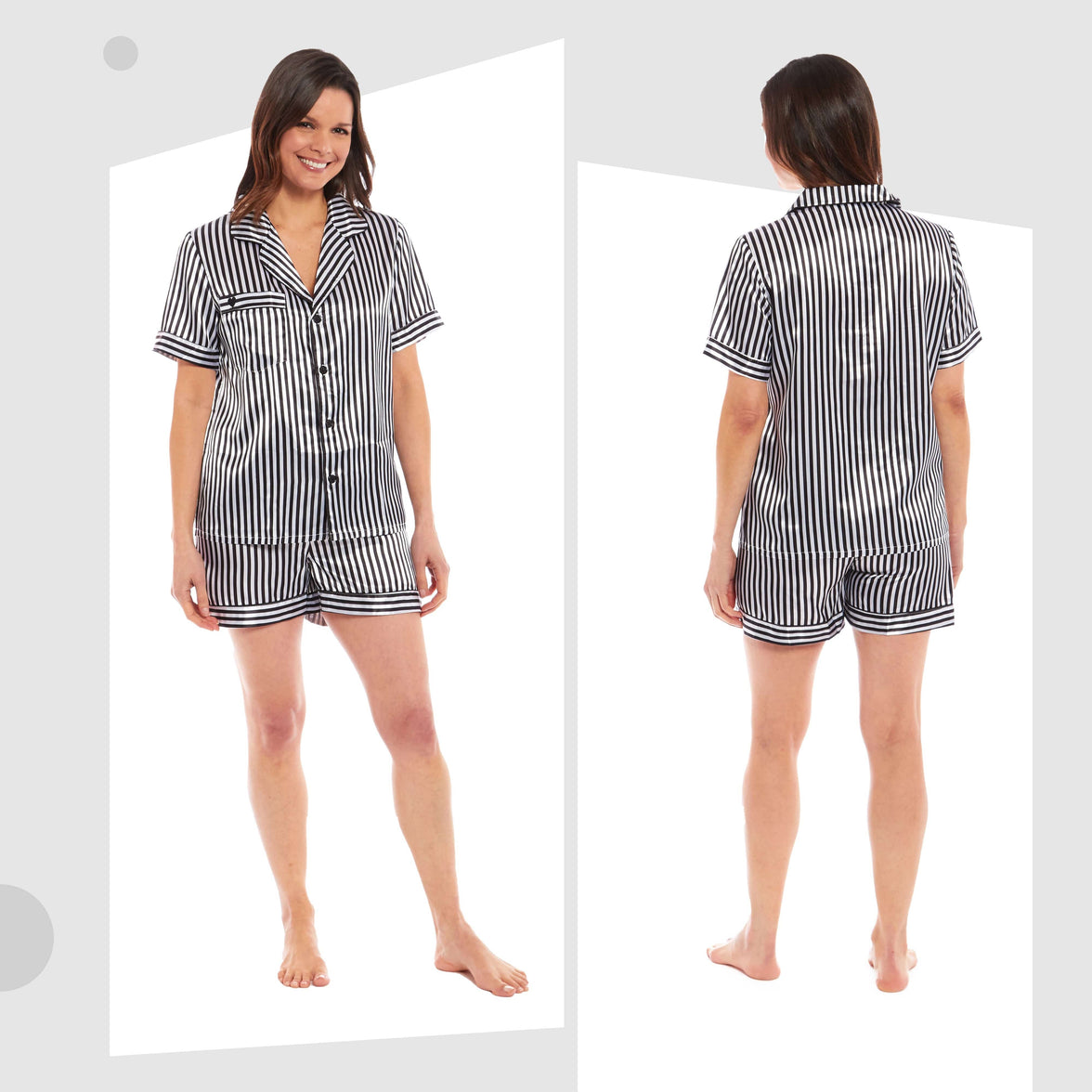 Women's Satin Silk Pyjama Set Satin PJs Short Loungewear Nightwear for Women in Black Pink Grey Sizes UK 8-22 by Daisy Dreamer Pyjamas