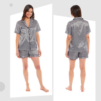 Women's Satin Silk Pyjama Set Satin PJs Short Loungewear Nightwear for Women in Black Pink Grey Sizes UK 8-22 by Daisy Dreamer Pyjamas