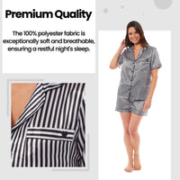 Women's Satin Silk Pyjama Set Satin PJs Short Loungewear Nightwear for Women in Black Pink Grey Sizes UK 8-22 by Daisy Dreamer Pyjamas