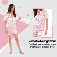 Women's Satin Silk Pyjama Set Satin PJs Short Loungewear Nightwear for Women in Black Pink Grey Sizes UK 8-22 by Daisy Dreamer Pyjamas