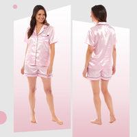 Women's Satin Silk Pyjama Set Satin PJs Short Loungewear Nightwear for Women in Black Pink Grey Sizes UK 8-22 by Daisy Dreamer Pyjamas
