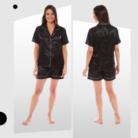 Women's Satin Silk Pyjama Set Satin PJs Short Loungewear Nightwear for Women in Black Pink Grey Sizes UK 8-22 by Daisy Dreamer Pyjamas