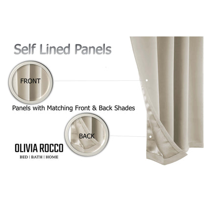 Diamante Natural Blackout Eyelet Curtains with Tie Backs Thermal Ring Top Window Dressings by OLIVIA ROCCO OLIVIA ROCCO Curtain