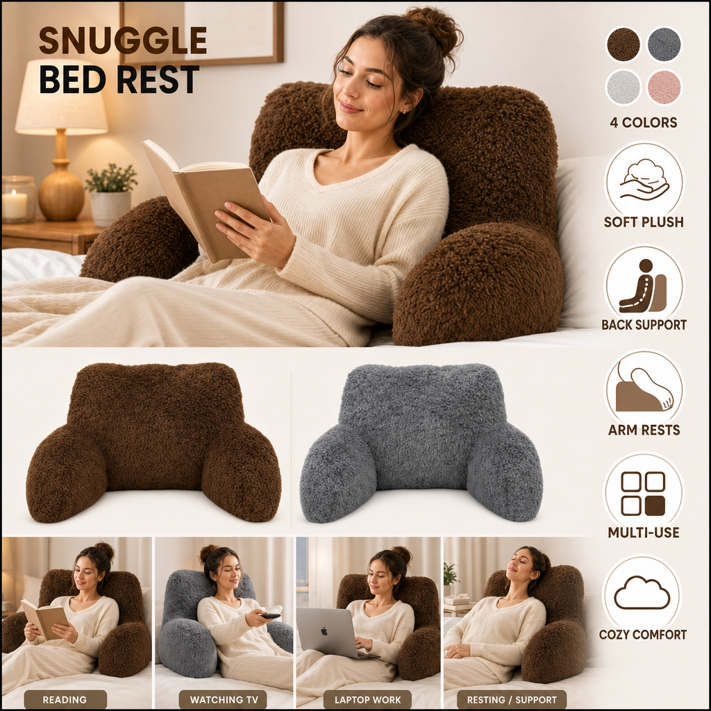 OLIVIA ROCCO Snuggle Bedrest Reading Pillow with Arms Back Support Cushion