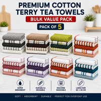 OLIVIA ROCCO 5 Pack Cotton Terry Kitchen Towels 45x65cm Super Absorbent Quick Drying