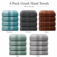 OLIVIA ROCCO Greek Microfibre Hand Towels 4 Pack Soft Absorbent 50 x 85 cm