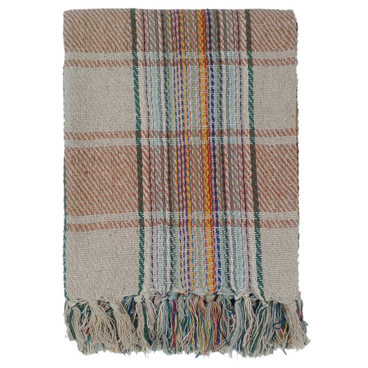 Eco-Friendly Recycled Cotton Picnic Blanket Check Stripe Design Super Soft Cozy Foldable and Packable for Beach Park Camping 130 x 150 cm by OLIVIA ROCCO 130 x 150 cm Throw