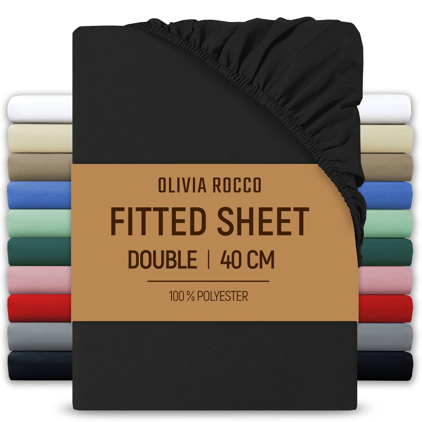 Extra Deep Pocket Fitted Sheet Soft Brushed Microfibre Fabric Shrink Fade Resistant Easy Care Bedding by Olivia Rocco Black / Double Fitted Sheet
