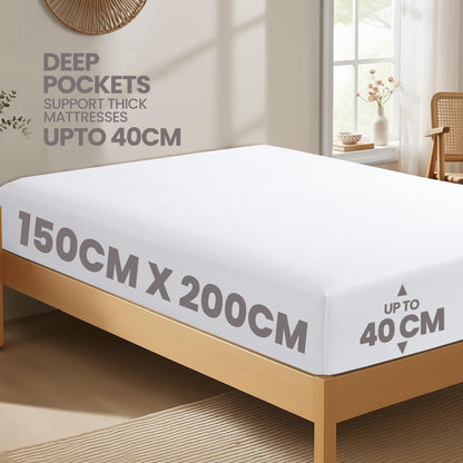 Extra Deep Pocket Fitted Sheet Soft Brushed Microfibre Fabric Shrink Fade Resistant Easy Care Bedding by Olivia Rocco Fitted Sheet