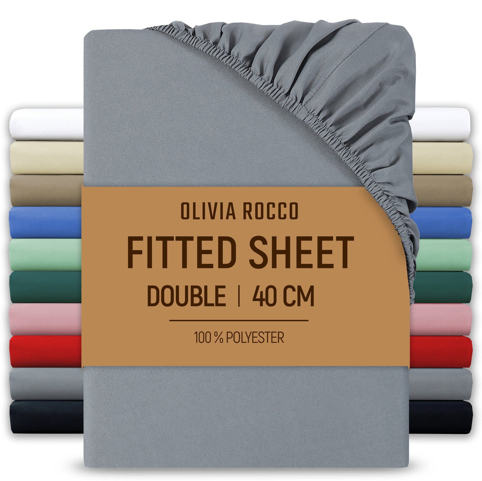 Extra Deep Pocket Fitted Sheet Soft Brushed Microfibre Fabric Shrink Fade Resistant Easy Care Bedding by Olivia Rocco Grey / Double Fitted Sheet