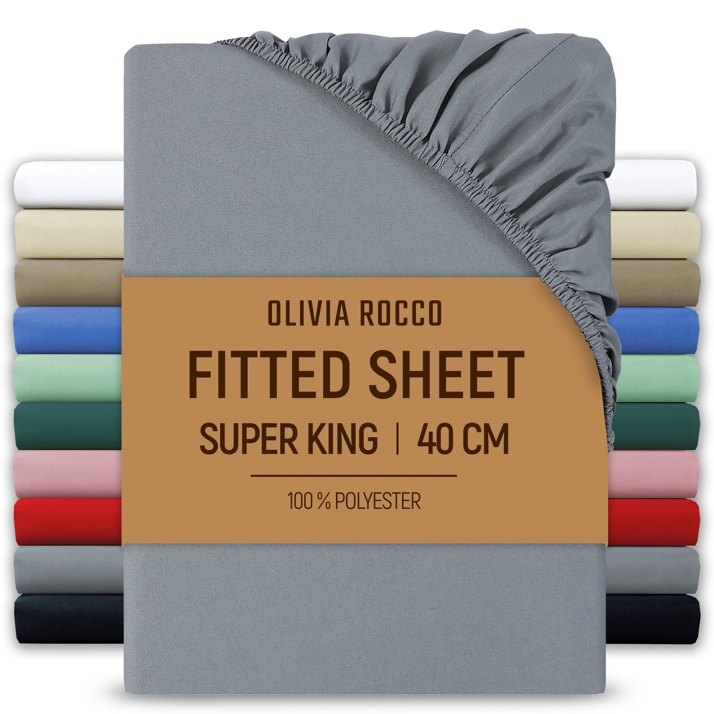 Extra Deep Pocket Fitted Sheet Soft Brushed Microfibre Fabric Shrink Fade Resistant Easy Care Bedding by Olivia Rocco Grey / Superking Fitted Sheet