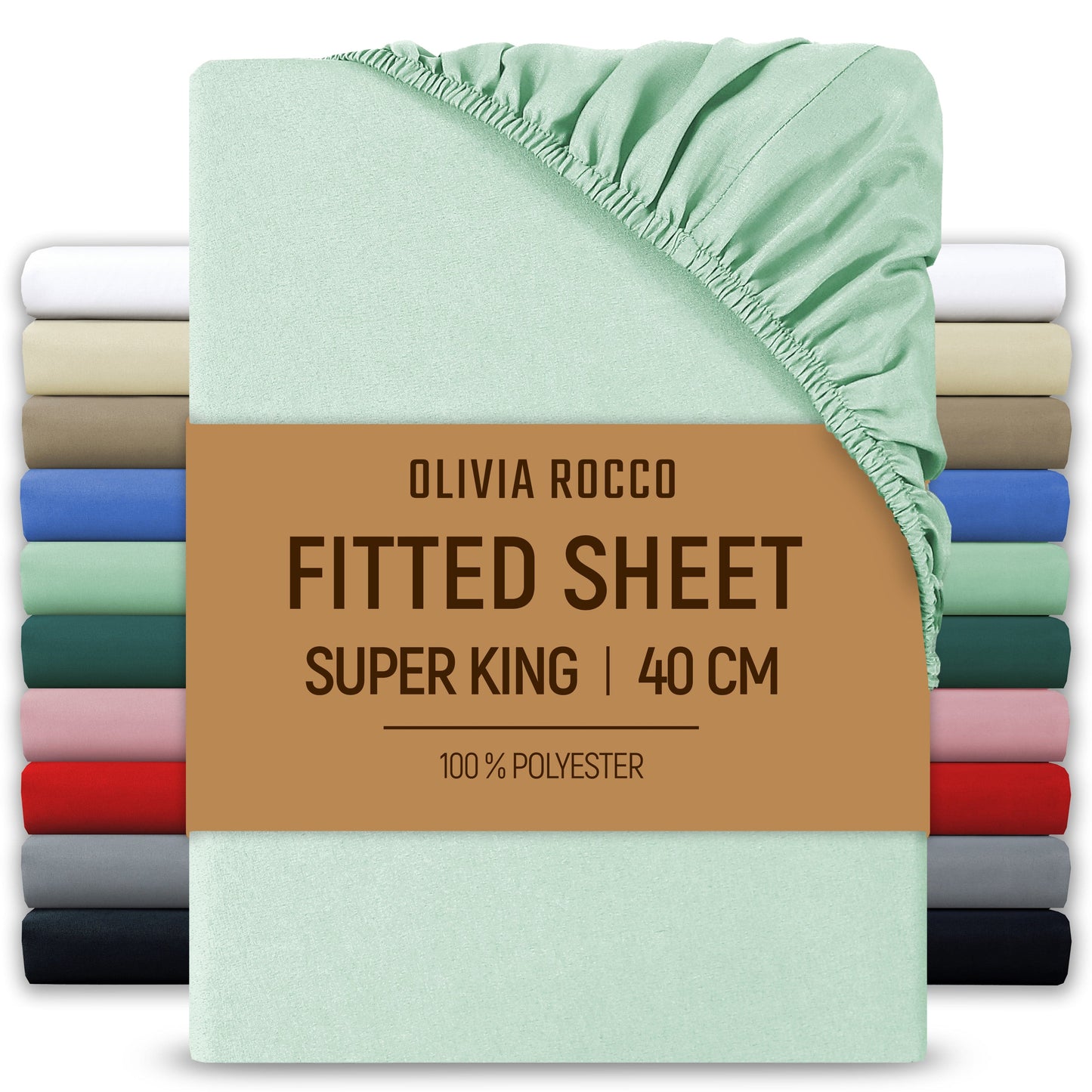 Extra Deep Pocket Fitted Sheet Soft Brushed Microfibre Fabric Shrink Fade Resistant Easy Care Bedding by Olivia Rocco Sage Green / Superking Fitted Sheet