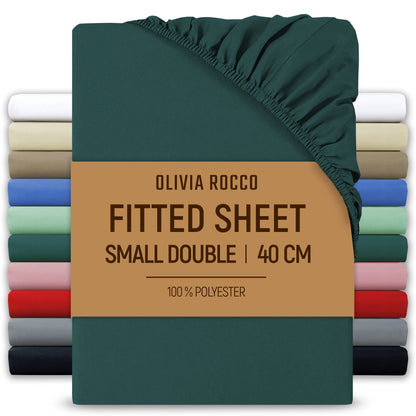 Extra Deep Pocket Fitted Sheet Soft Brushed Microfibre Fabric Shrink Fade Resistant Easy Care Bedding by Olivia Rocco Teal / 3/4 Bed Fitted Sheet