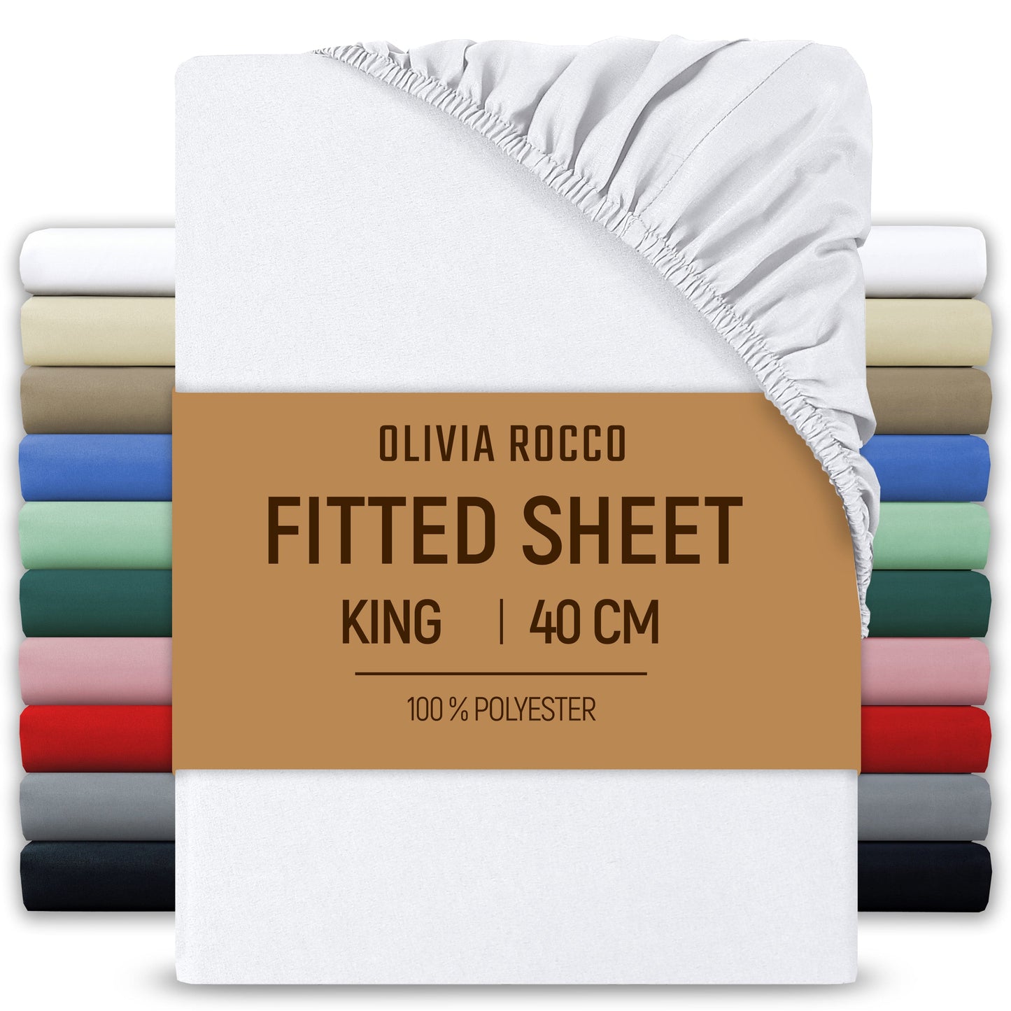 Extra Deep Pocket Fitted Sheet Soft Brushed Microfibre Fabric Shrink Fade Resistant Easy Care Bedding by Olivia Rocco White / King Fitted Sheet