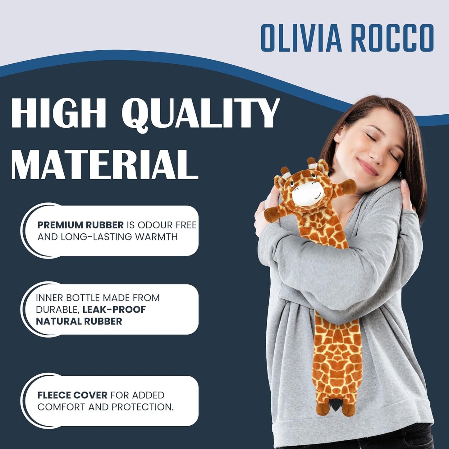 Extra Long Hot Water Bottle with Super Soft Unicorn Pug Cover 72 cm Thermotherapy 2L Pure Natural Rubber Winter Gift by Olivia Rocco Giraffe Hot Water Bottle