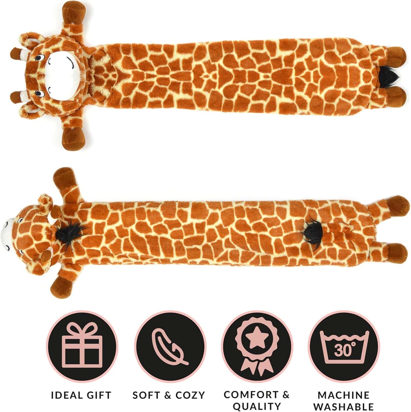 Extra Long Hot Water Bottle with Super Soft Unicorn Pug Cover 72 cm Thermotherapy 2L Pure Natural Rubber Winter Gift by Olivia Rocco Giraffe Hot Water Bottle