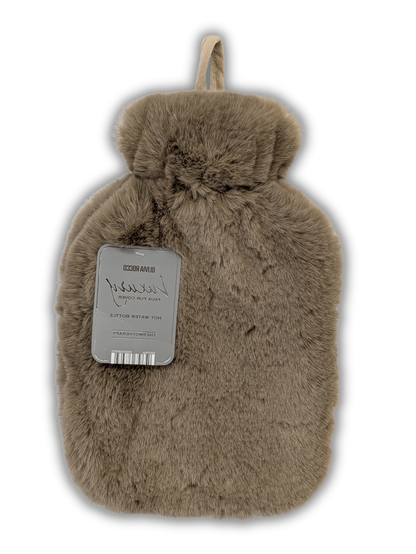 Faux Fur Super Soft Covered 2 Litre Luxury Hot Water Bottle for Thermotherapy Durable Natural Rubber UK Safe Tested for Winter Warmth Ideal Gift for Adults Kids by OLIVIA ROCCO TAUPE Hot Water Bottle