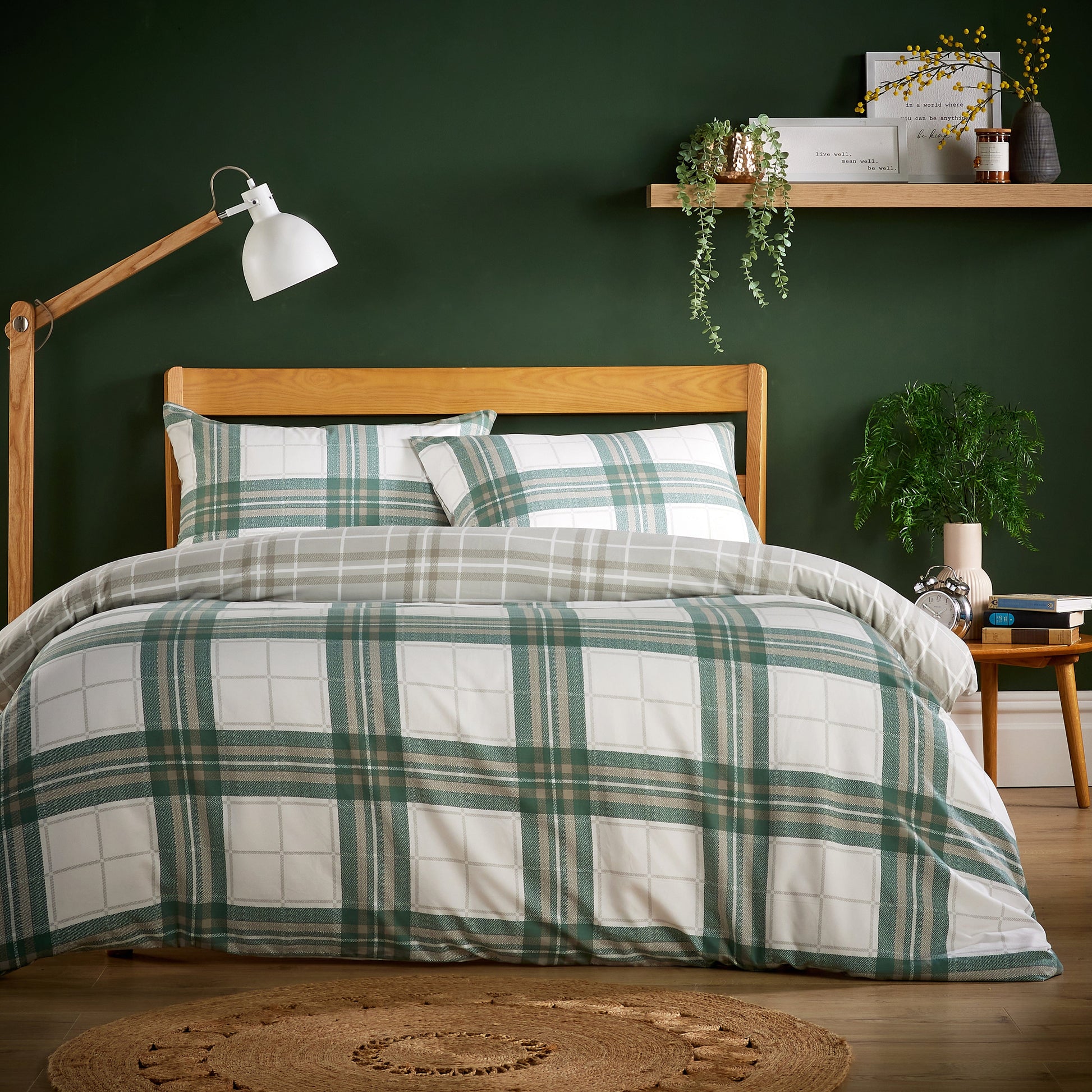 Flannel Duvet Cover Quilt Duvet Cover Bed Set Quilt Bedding Covers with Pillowcases SINGLE / Alba Sage Green OLIVIA ROCCO Duvet Cover