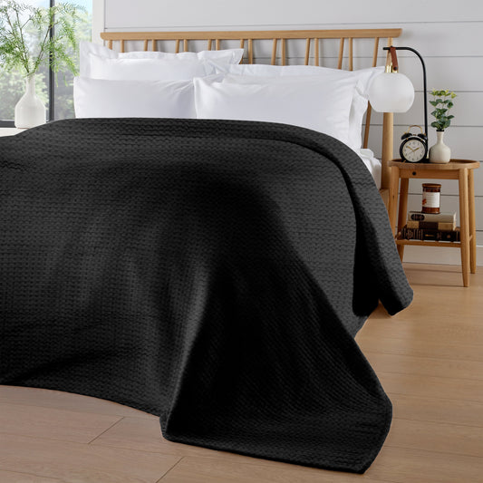 Florian Checked Throw Blanket Black Bedspread for Sofas Armchairs Sofa Settee Couch Beds & Couches by OLIVIA ROCCO 180 x 250 CM / BLACK OLIVIA ROCCO Throw