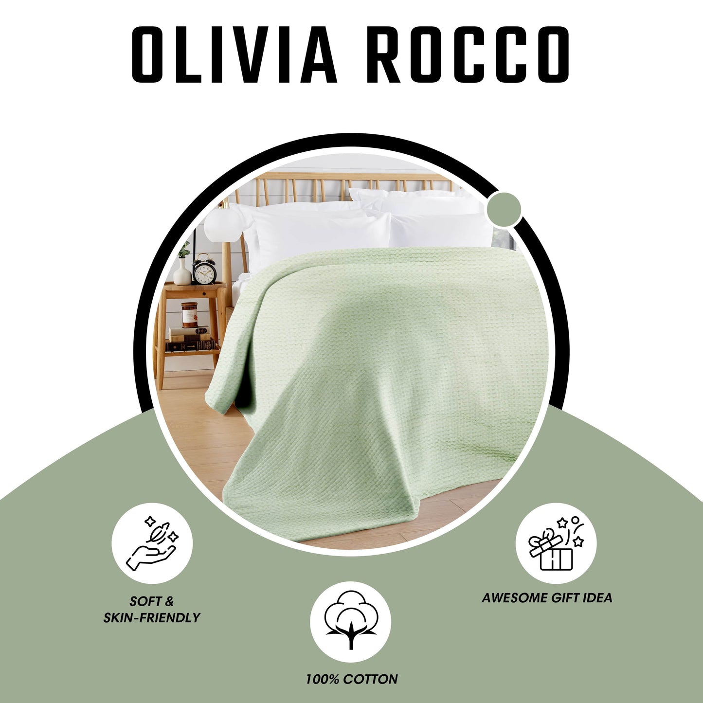 Florian Checked Throw Blanket Sage Green Bedspread for Sofas Armchairs Sofa Settee Couch Beds & Couches by OLIVIA ROCCO 180 x 250 CM / SAGE GREEN OLIVIA ROCCO Throw