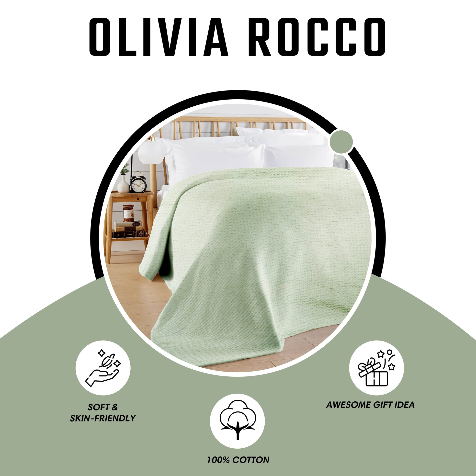 Florian Checked Throw Blanket Sage Green Bedspread for Sofas Armchairs Sofa Settee Couch Beds & Couches by OLIVIA ROCCO 180 x 250 CM / SAGE GREEN OLIVIA ROCCO Throw