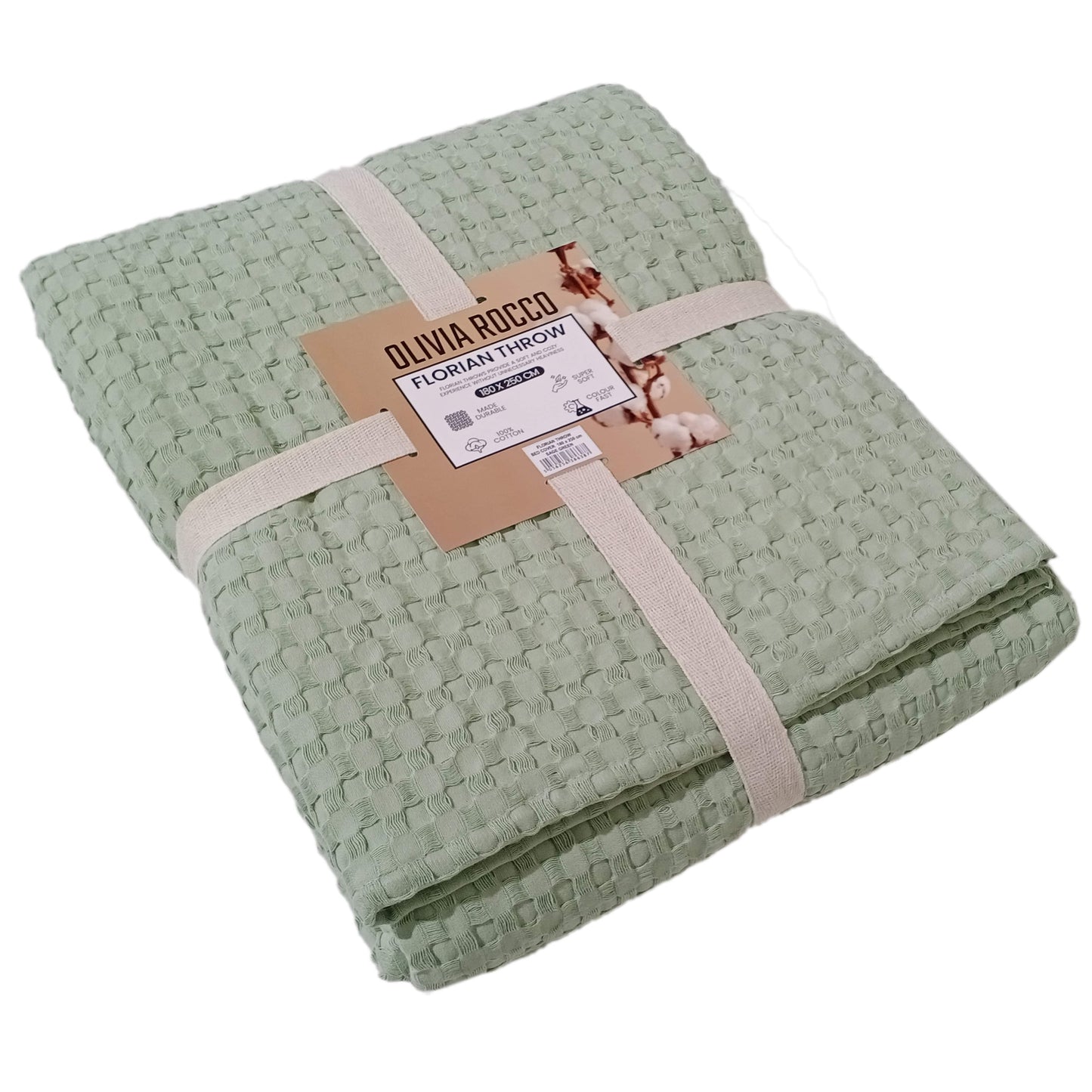 Florian Checked Throw Blanket Sage Green Bedspread for Sofas Armchairs Sofa Settee Couch Beds & Couches by OLIVIA ROCCO 180 x 250 CM / SAGE GREEN OLIVIA ROCCO Throw