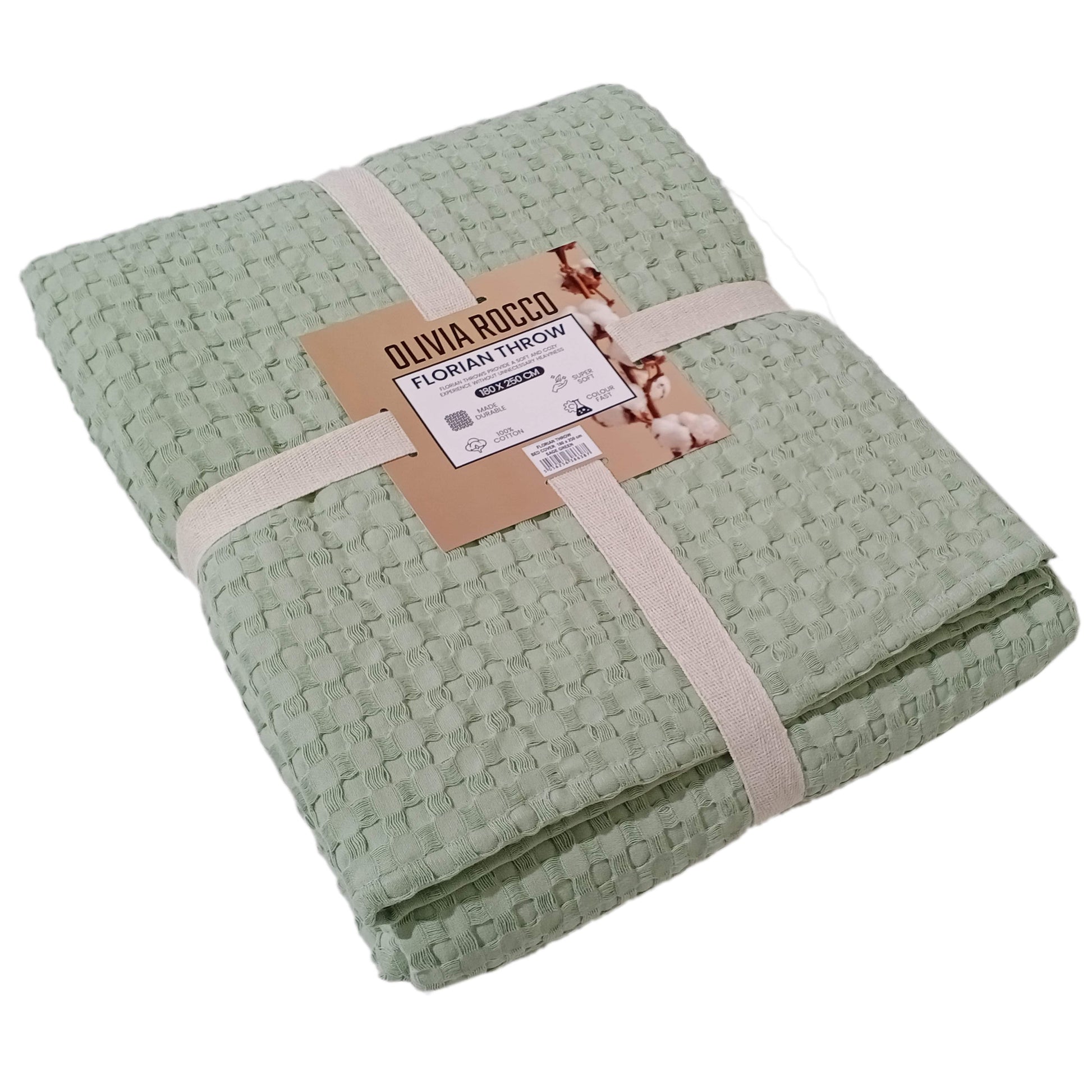 Florian Checked Throw Blanket Sage Green Bedspread for Sofas Armchairs Sofa Settee Couch Beds & Couches by OLIVIA ROCCO 180 x 250 CM / SAGE GREEN OLIVIA ROCCO Throw