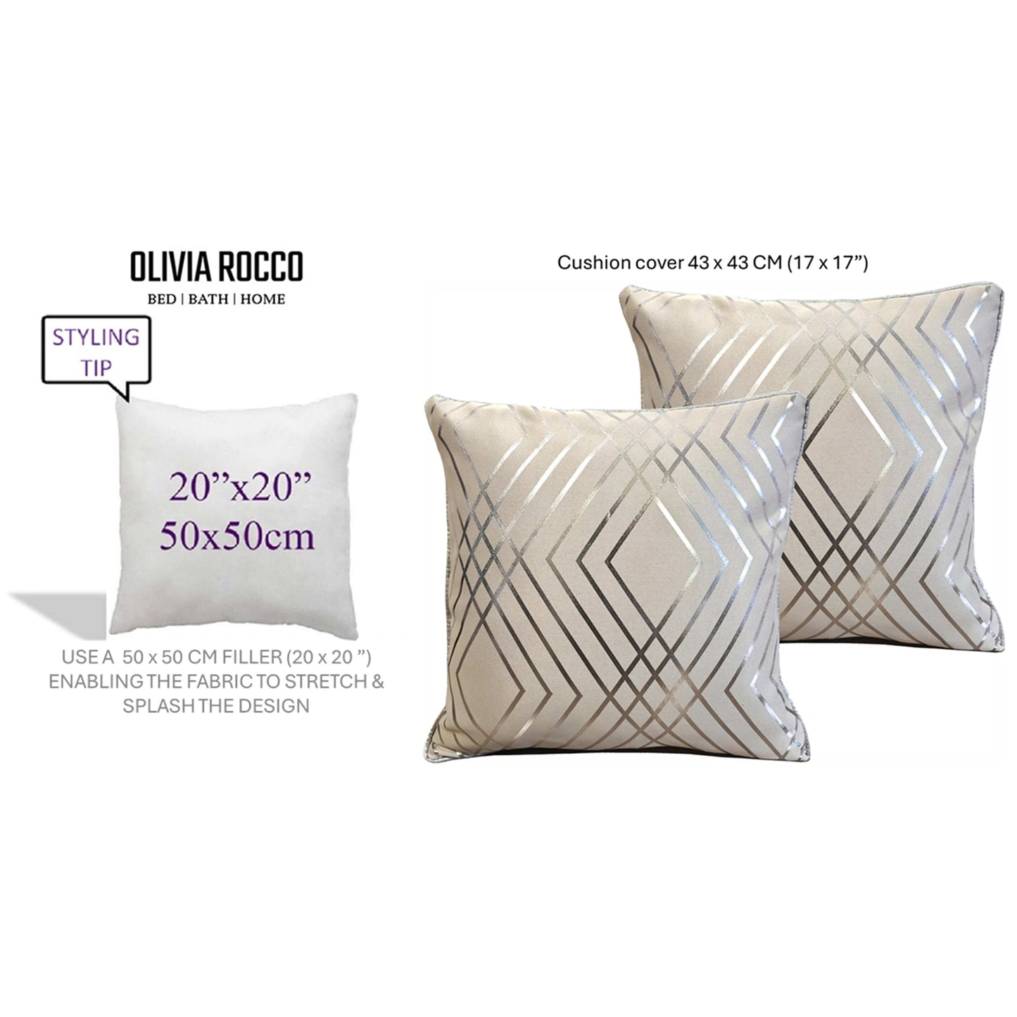 Geo Sparkle Cushion Covers 2 Pack Decorative Scatter Pillow Cases Geo Natural for Sofa Bed Chair Lounge by Olivia Rocco 43x43 cm / Geo Natural OLIVIA ROCCO Cushions