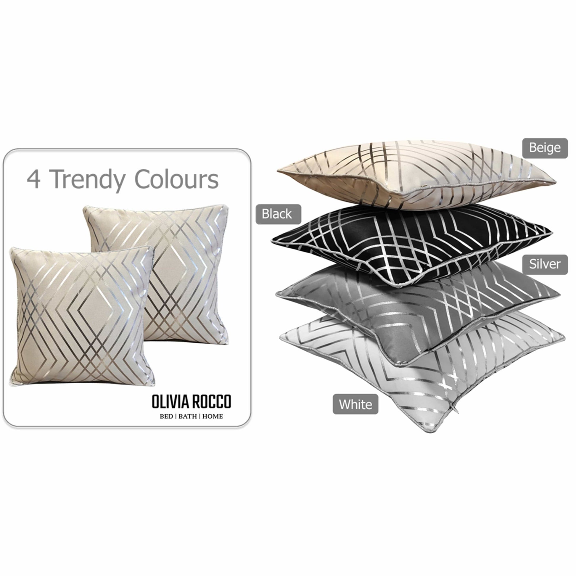 Geo Sparkle Cushion Covers 2 Pack Decorative Scatter Pillow Cases Geo Natural for Sofa Bed Chair Lounge by OLIVIA ROCCO 43x43cm / GEO NATURAL Cushions
