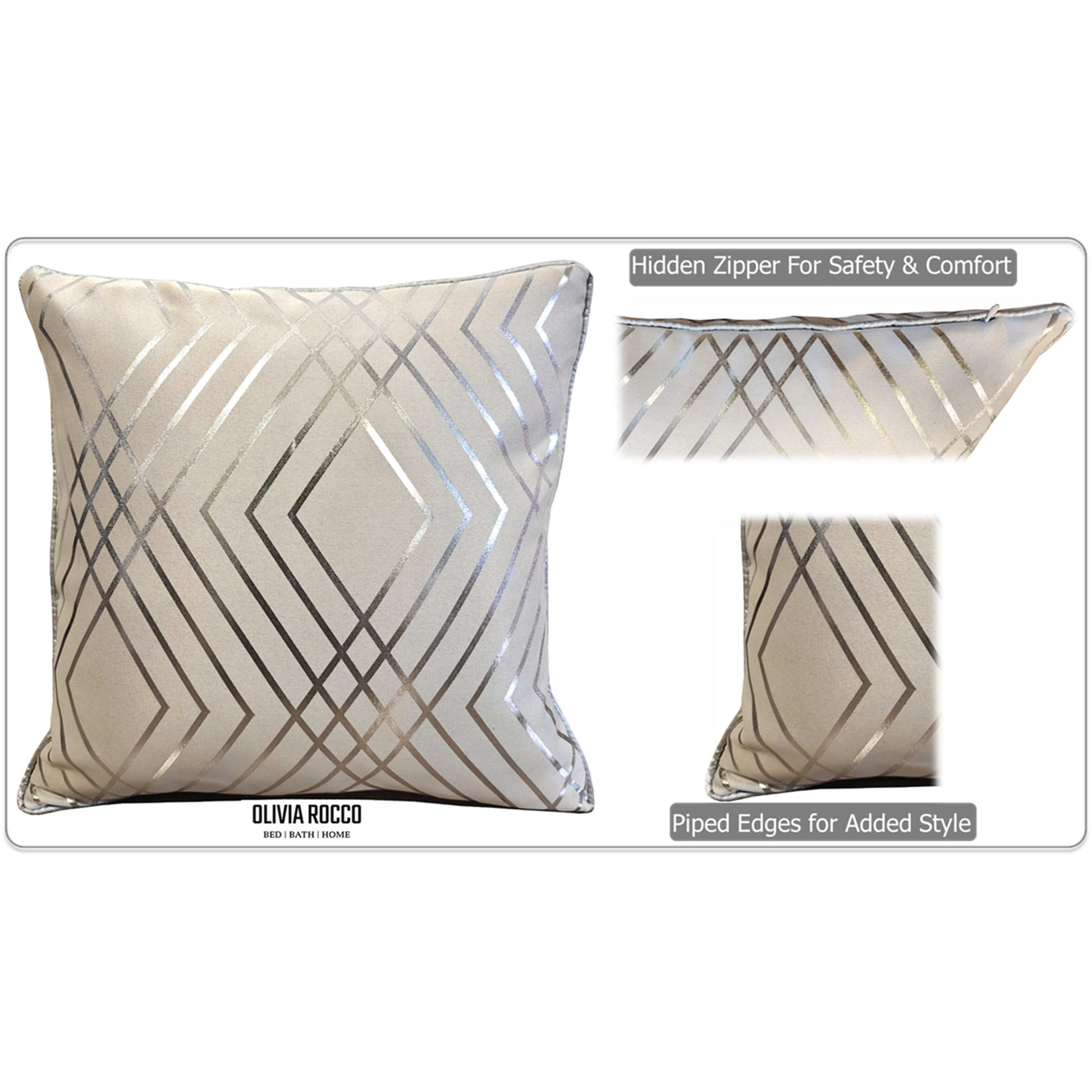 Geo Sparkle Cushion Covers 2 Pack Decorative Scatter Pillow Cases Geo Natural for Sofa Bed Chair Lounge by OLIVIA ROCCO 43x43cm / GEO NATURAL Cushions