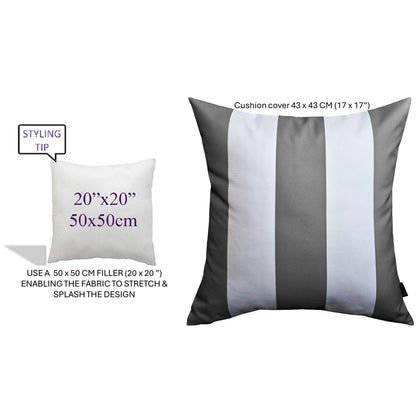 Grey Stripes Waterproof Cushion Covers 43 x 43 cm Reversible Breathable Decorative Cover for Indoor & Outdoor Use Patio Garden Sofa Bed Chair by OLIVIA ROCCO GREY STRIPES / 43 x 43 cm Cushions