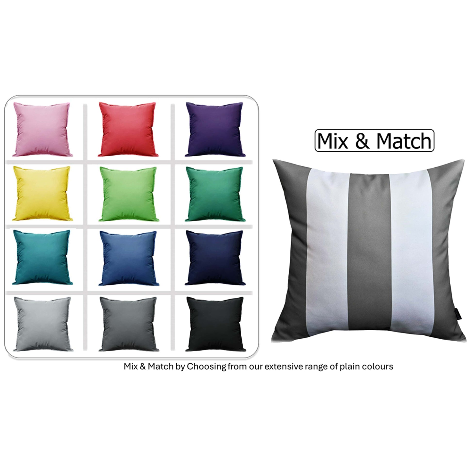 Grey Stripes Waterproof Cushion Covers 43 x 43 cm Reversible Breathable Decorative Cover for Indoor & Outdoor Use Patio Garden Sofa Bed Chair by OLIVIA ROCCO GREY STRIPES / 43 x 43 cm Cushions