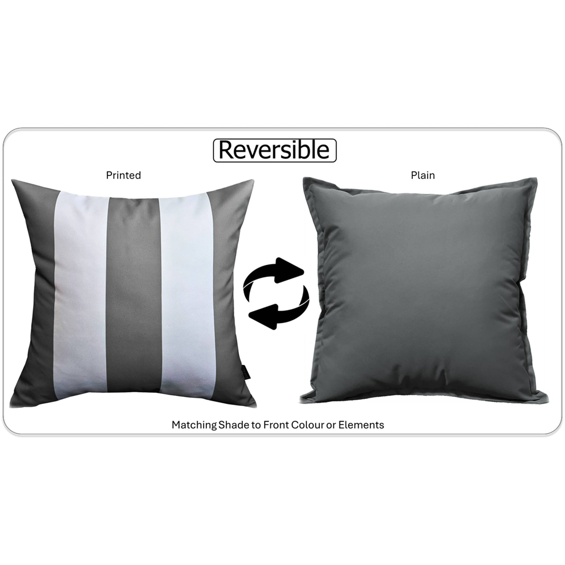 Grey Stripes Waterproof Cushion Covers 43 x 43 cm Reversible Breathable Decorative Cover for Indoor & Outdoor Use Patio Garden Sofa Bed Chair by OLIVIA ROCCO GREY STRIPES / 43 x 43 cm Cushions