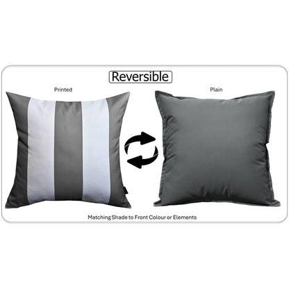 Grey Stripes Waterproof Cushion Covers 43 x 43 cm Reversible Breathable Decorative Cover for Indoor & Outdoor Use Patio Garden Sofa Bed Chair by OLIVIA ROCCO GREY STRIPES / 43 x 43 cm Cushions