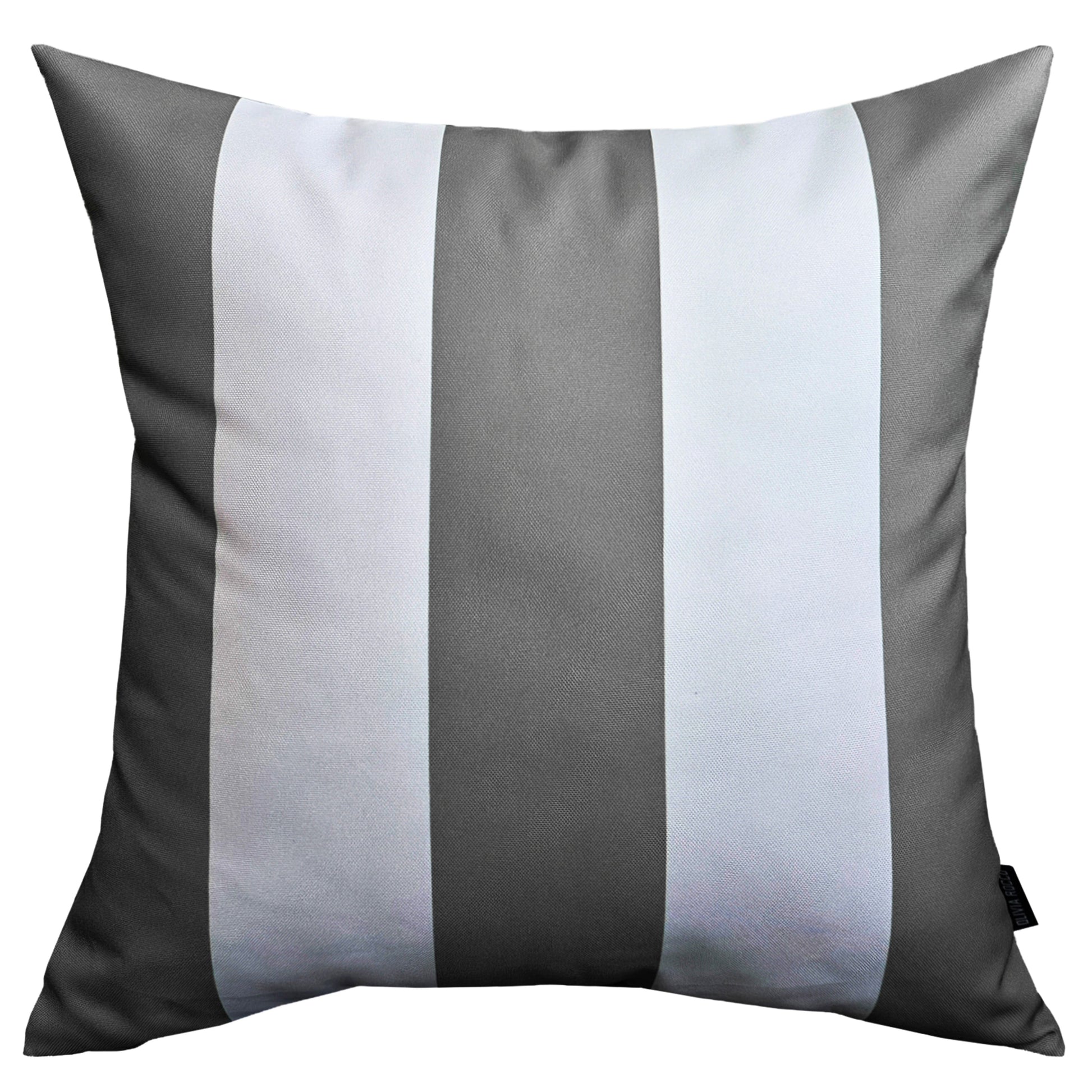 Grey Stripes Waterproof Cushion Covers 43 x 43 cm Reversible Breathable Decorative Cover for Indoor & Outdoor Use Patio Garden Sofa Bed Chair by OLIVIA ROCCO GREY STRIPES / 43 x 43 cm Cushions