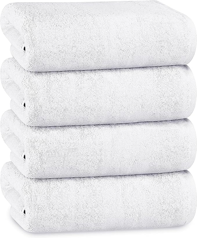 Hotel Collection Towels White Grey Hospitality Commercial Towels 4 PK BATH TOWELS / WHITE OLIVIA ROCCO Towel