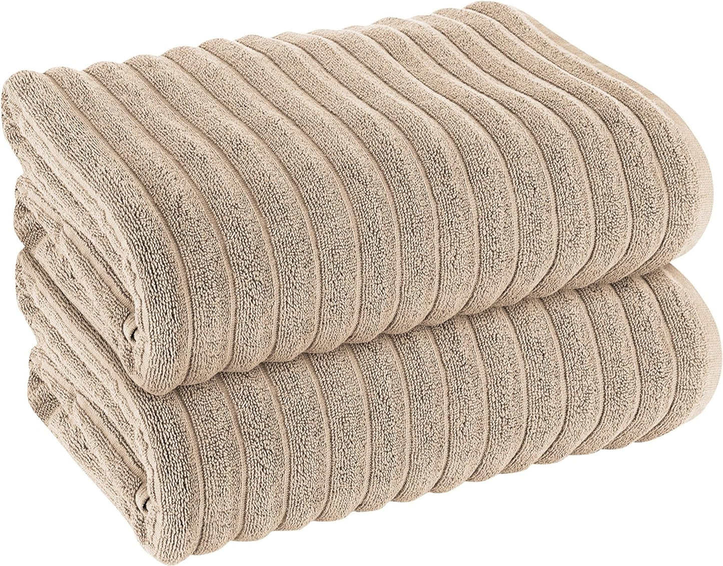 Hydro Cotton Ribbed Towels Highly Absorbent Luxurious Soft Lightweight Quick Dry, Jumbo Bath Sheet Packs & Towel Bale Sets Available by OLIVIA ROCCO MINK / 2 PK JUMBO BATH SHEET Towels