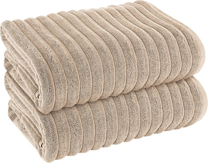Hydro Cotton Ribbed Towels Highly Absorbent Luxurious Soft Lightweight Quick Dry, Jumbo Bath Sheet Packs & Towel Bale Sets Available by OLIVIA ROCCO MINK / 2 PK JUMBO BATH SHEET Towels