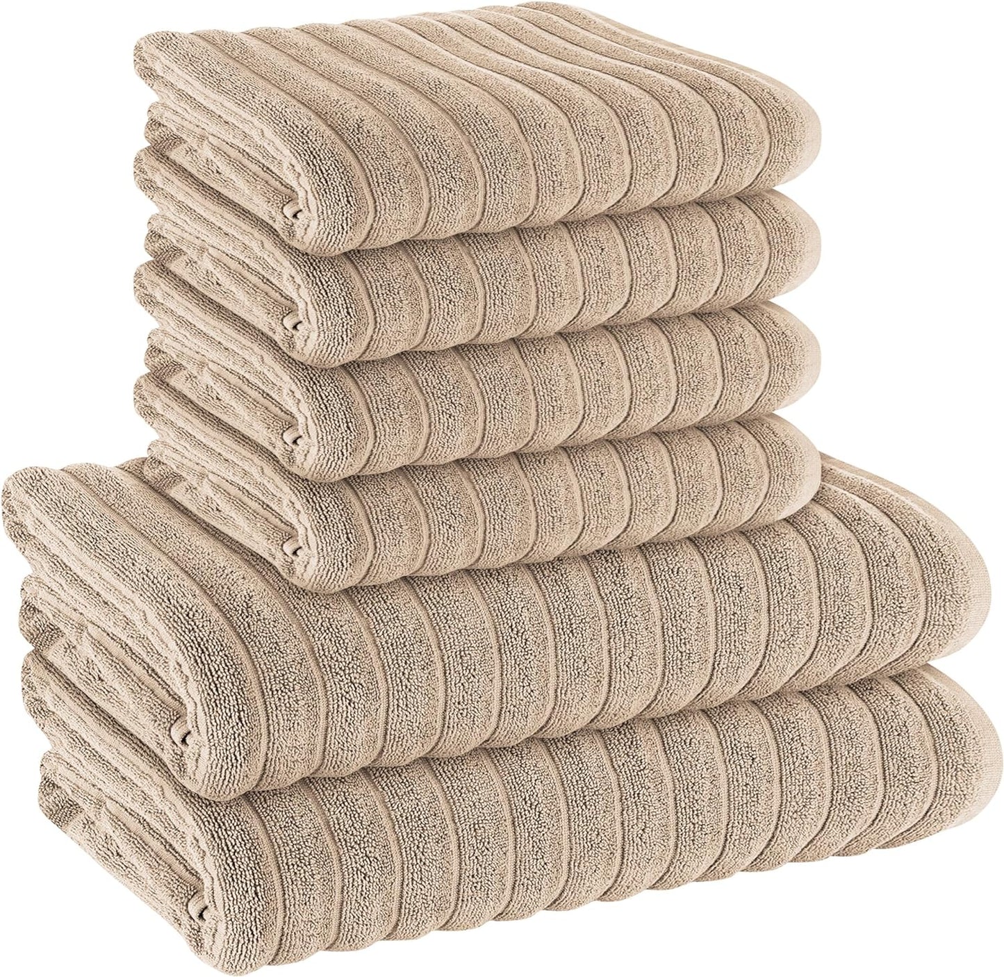 Hydro Cotton Ribbed Towels Highly Absorbent Luxurious Soft Lightweight Quick Dry, Jumbo Bath Sheet Packs & Towel Bale Sets Available by OLIVIA ROCCO MINK / 6 PIECE TOWEL BALE Towels