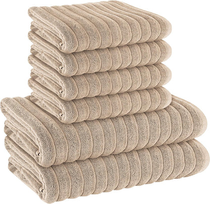 Hydro Cotton Ribbed Towels Highly Absorbent Luxurious Soft Lightweight Quick Dry, Jumbo Bath Sheet Packs & Towel Bale Sets Available by OLIVIA ROCCO MINK / 6 PIECE TOWEL BALE Towels