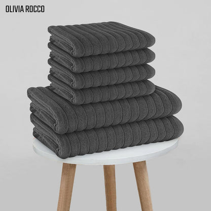 Hydro Cotton Ribbed Towels Highly Absorbent Luxurious Soft Lightweight Quick Dry, Jumbo Bath Sheet Packs & Towel Bale Sets Available by OLIVIA ROCCO Towels